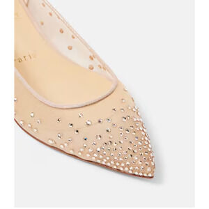 Christian Louboutin Follies Strass Pointy Toe Mesh Ballerina Flat Gold 39 / US 9